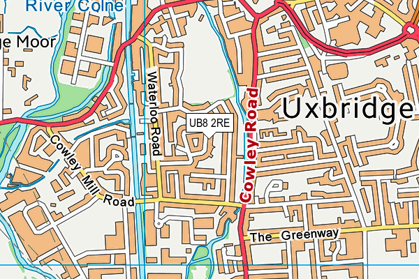 UB8 2RE map - OS VectorMap District (Ordnance Survey)