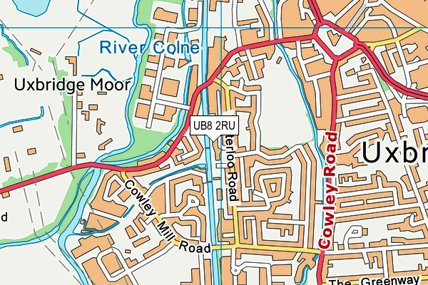UB8 2RU map - OS VectorMap District (Ordnance Survey)