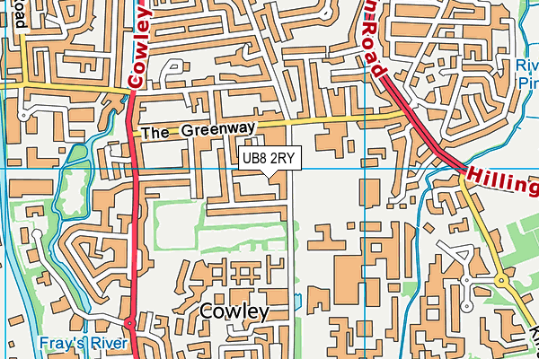 UB8 2RY map - OS VectorMap District (Ordnance Survey)