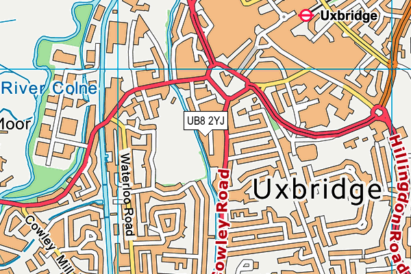 UB8 2YJ map - OS VectorMap District (Ordnance Survey)