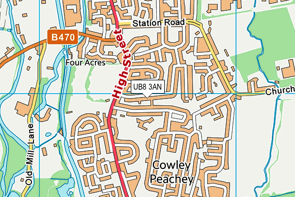 UB8 3AN map - OS VectorMap District (Ordnance Survey)