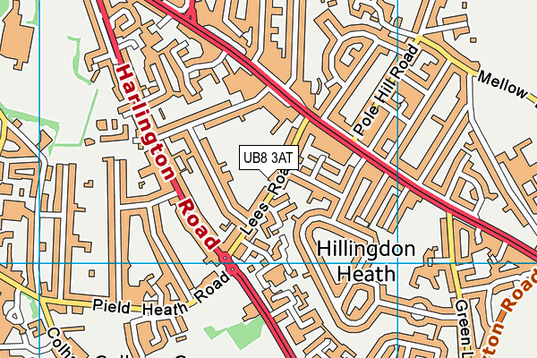 UB8 3AT map - OS VectorMap District (Ordnance Survey)