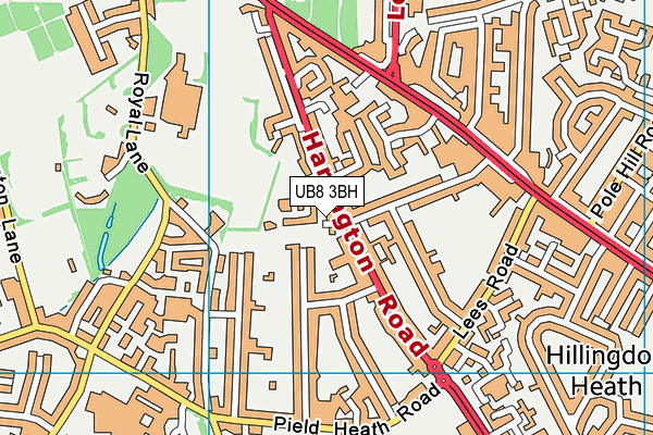 UB8 3BH map - OS VectorMap District (Ordnance Survey)