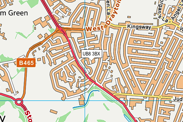 UB8 3BX map - OS VectorMap District (Ordnance Survey)