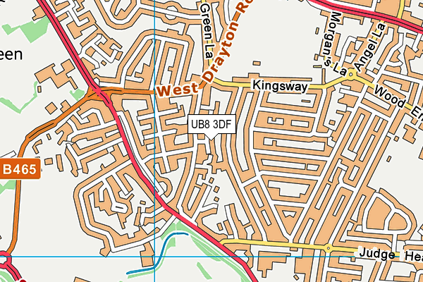 UB8 3DF map - OS VectorMap District (Ordnance Survey)