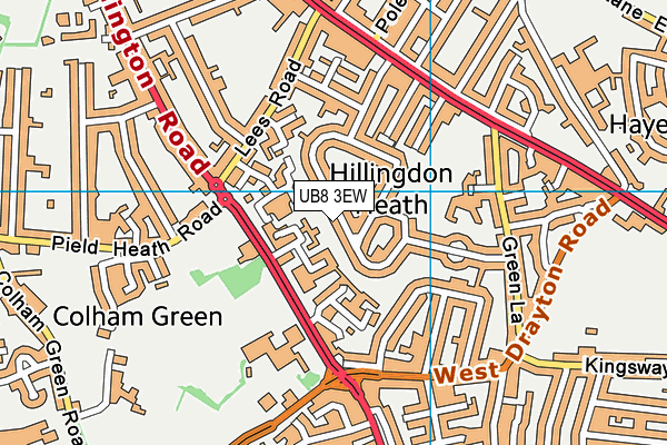 UB8 3EW map - OS VectorMap District (Ordnance Survey)