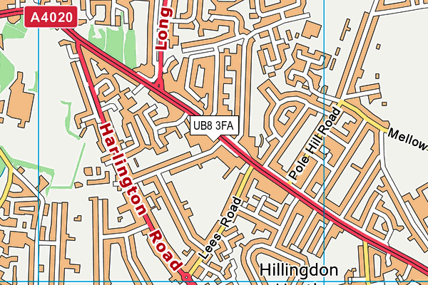 UB8 3FA map - OS VectorMap District (Ordnance Survey)