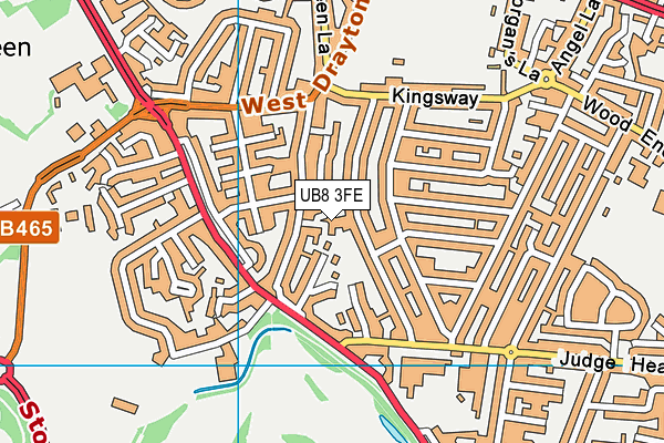 UB8 3FE map - OS VectorMap District (Ordnance Survey)