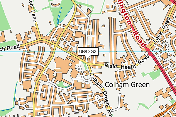 UB8 3GX map - OS VectorMap District (Ordnance Survey)