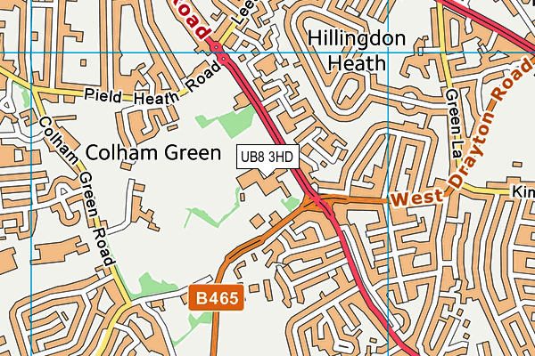 Hillingdon Manor School map (UB8 3HD) - OS VectorMap District (Ordnance Survey)