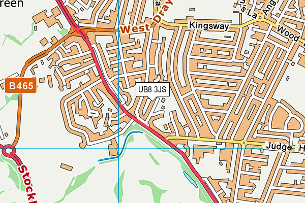 UB8 3JS map - OS VectorMap District (Ordnance Survey)