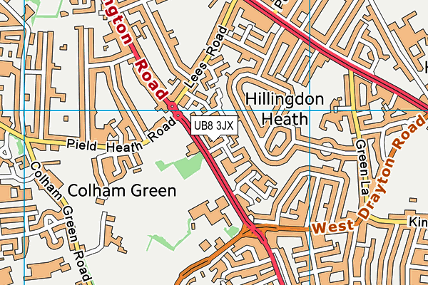 UB8 3JX map - OS VectorMap District (Ordnance Survey)