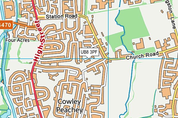 UB8 3PF map - OS VectorMap District (Ordnance Survey)