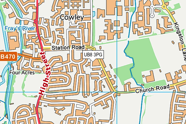 UB8 3PG map - OS VectorMap District (Ordnance Survey)