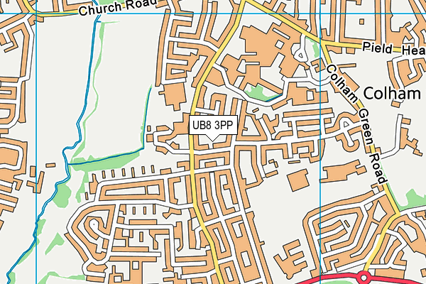 UB8 3PP map - OS VectorMap District (Ordnance Survey)