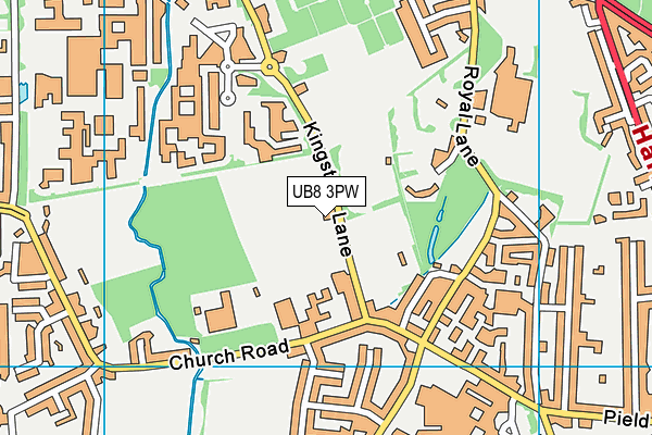 UB8 3PW map - OS VectorMap District (Ordnance Survey)