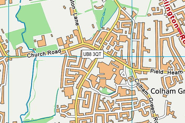 UB8 3QT map - OS VectorMap District (Ordnance Survey)