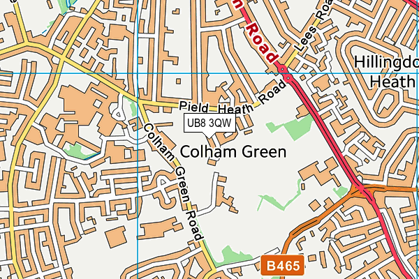 UB8 3QW map - OS VectorMap District (Ordnance Survey)