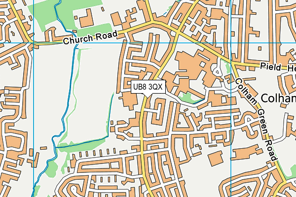 UB8 3QX map - OS VectorMap District (Ordnance Survey)