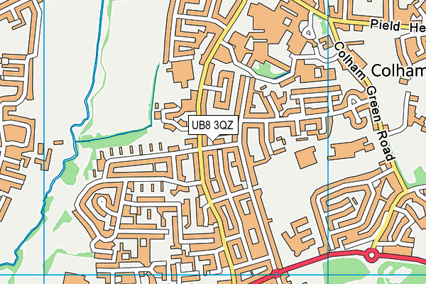 UB8 3QZ map - OS VectorMap District (Ordnance Survey)