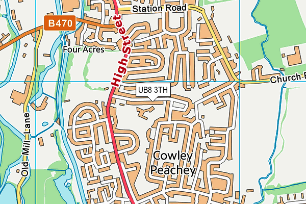 Cowley St Laurence CofE Primary School map (UB8 3TH) - OS VectorMap District (Ordnance Survey)