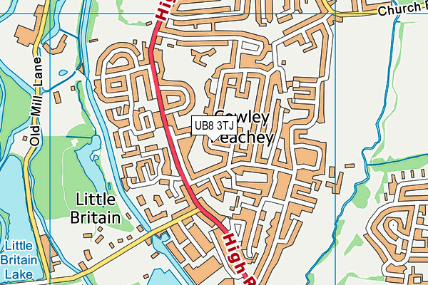 UB8 3TJ map - OS VectorMap District (Ordnance Survey)