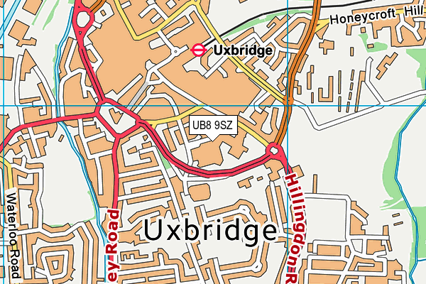 UB8 9SZ map - OS VectorMap District (Ordnance Survey)