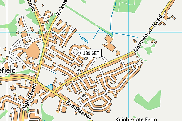 Harefield School map (UB9 6ET) - OS VectorMap District (Ordnance Survey)