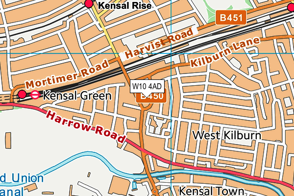 W10 4AD map - OS VectorMap District (Ordnance Survey)