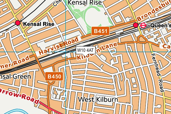 W10 4AT map - OS VectorMap District (Ordnance Survey)