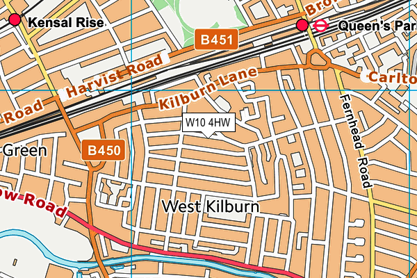 W10 4HW map - OS VectorMap District (Ordnance Survey)