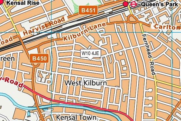 W10 4JE map - OS VectorMap District (Ordnance Survey)