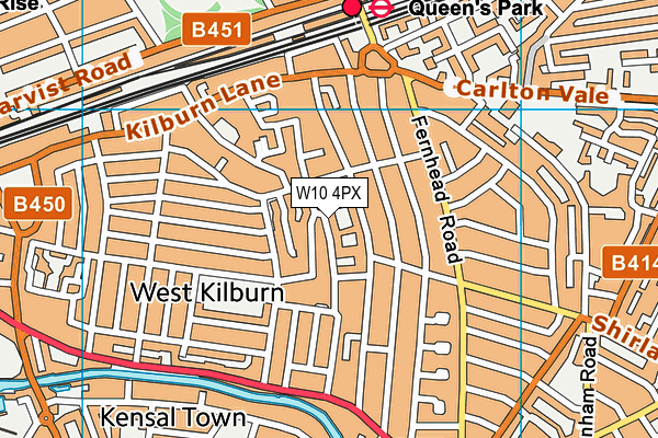 W10 4PX map - OS VectorMap District (Ordnance Survey)