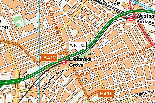 Westway Portobello Fitness Club map (W10 5XL) - OS VectorMap District (Ordnance Survey)