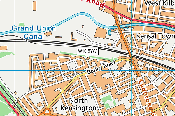 W10 5YW map - OS VectorMap District (Ordnance Survey)