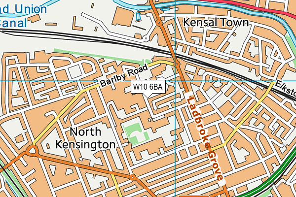 W10 6BA map - OS VectorMap District (Ordnance Survey)