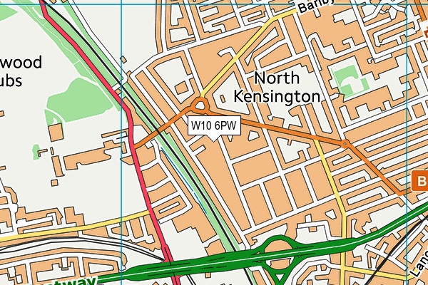 W10 6PW map - OS VectorMap District (Ordnance Survey)