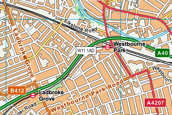 W11 1AD map - OS VectorMap District (Ordnance Survey)