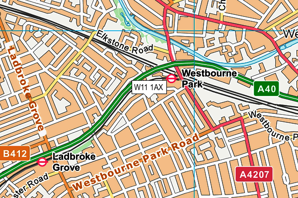 W11 1AX map - OS VectorMap District (Ordnance Survey)