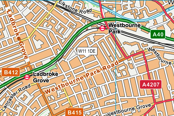 W11 1DE map - OS VectorMap District (Ordnance Survey)