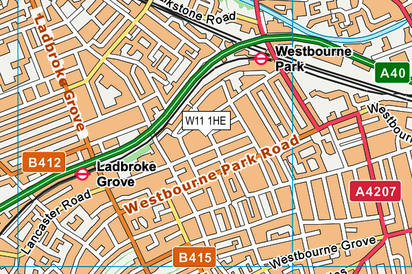 W11 1HE map - OS VectorMap District (Ordnance Survey)