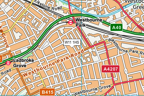 W11 1HS map - OS VectorMap District (Ordnance Survey)