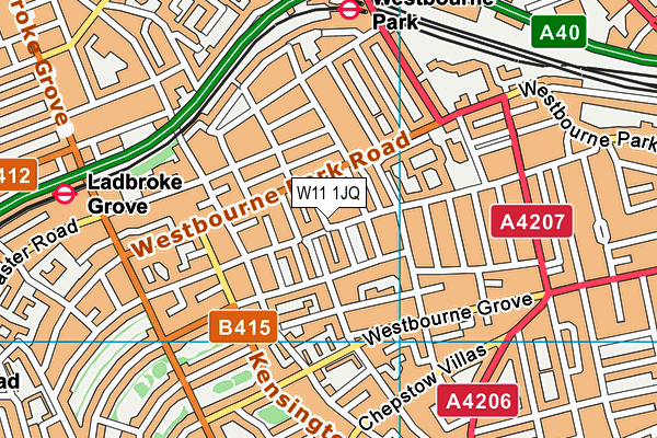 W11 1JQ map - OS VectorMap District (Ordnance Survey)