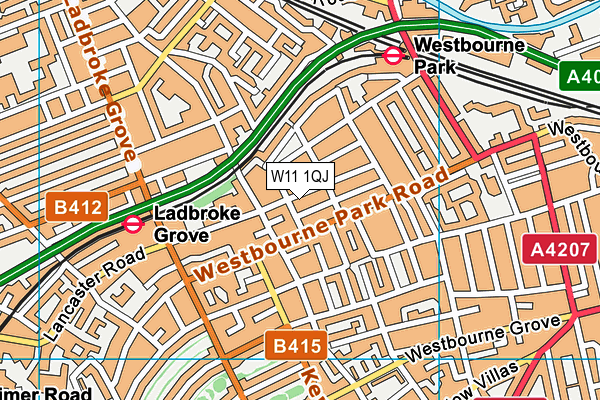 W11 1QJ map - OS VectorMap District (Ordnance Survey)