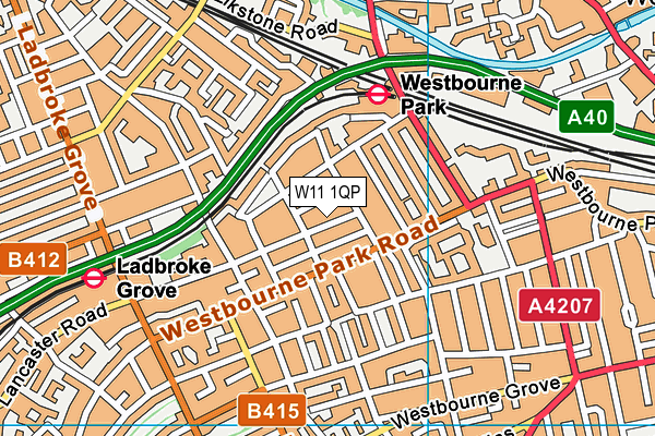 W11 1QP map - OS VectorMap District (Ordnance Survey)