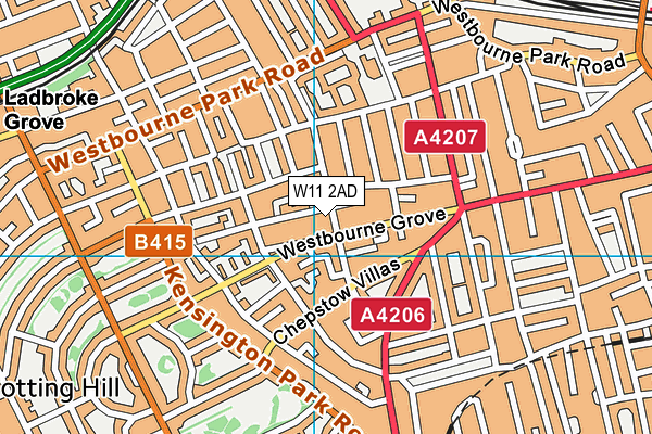 W11 2AD map - OS VectorMap District (Ordnance Survey)