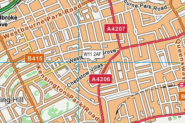 W11 2AF map - OS VectorMap District (Ordnance Survey)