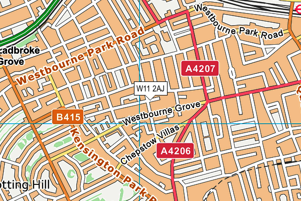 W11 2AJ map - OS VectorMap District (Ordnance Survey)