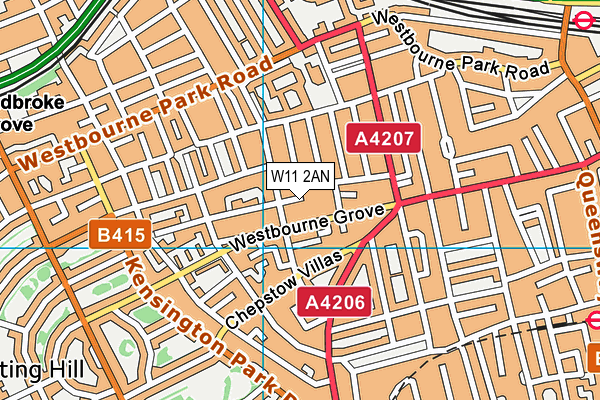 W11 2AN map - OS VectorMap District (Ordnance Survey)