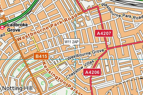 W11 2AP map - OS VectorMap District (Ordnance Survey)